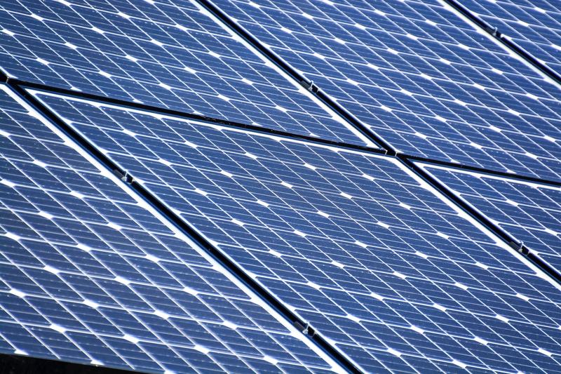 an array of solar panels on a roof
